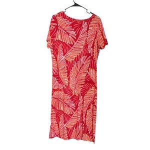 Tropical Red and Orange Midi Dress. NWOT.